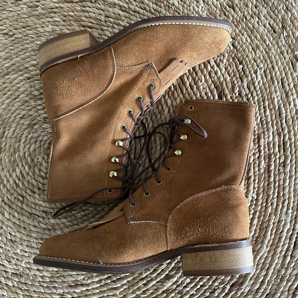 ACME Brown Suede Lace-Up Ankle Boots
